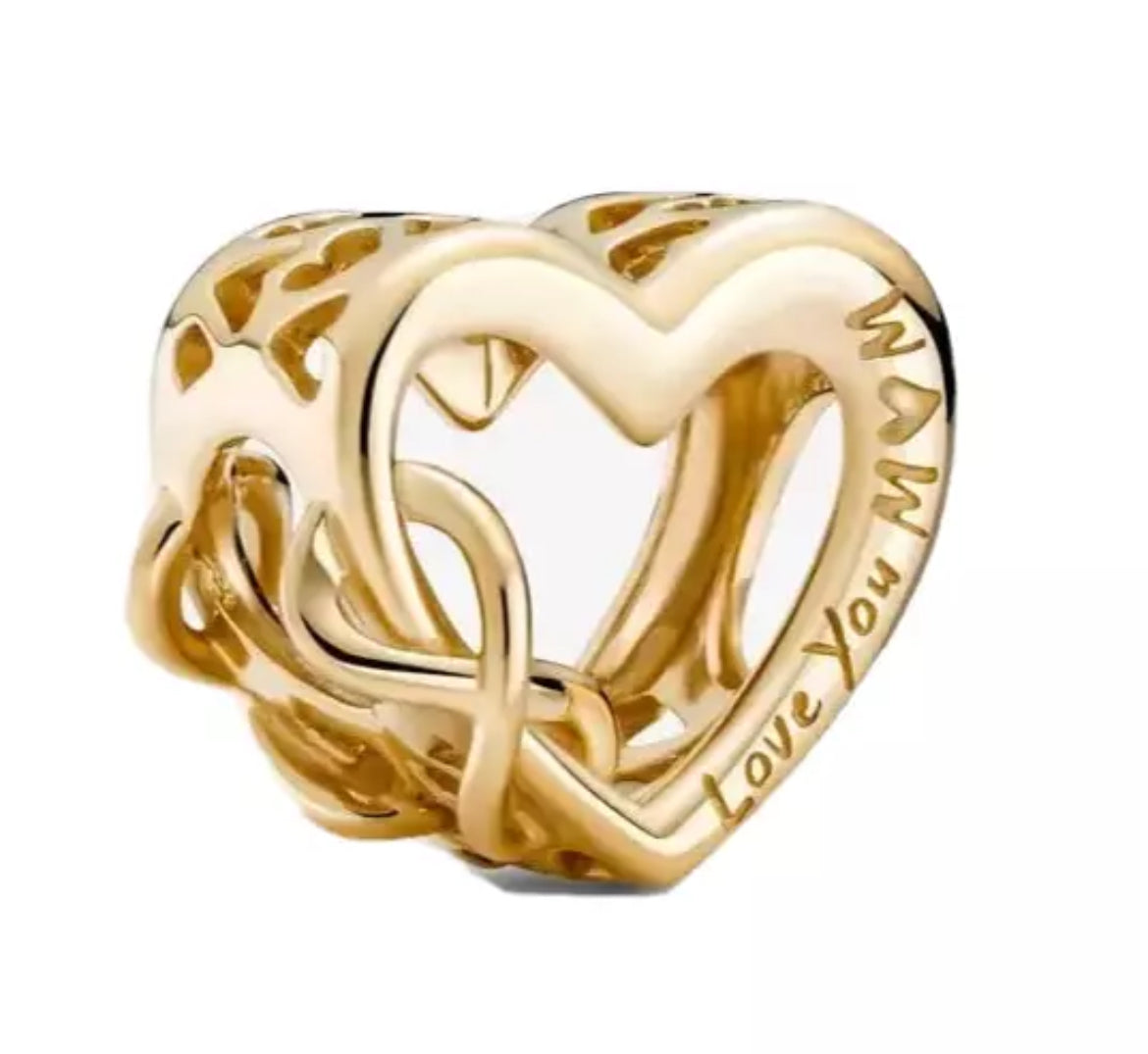 Love You Heart Gold Charm