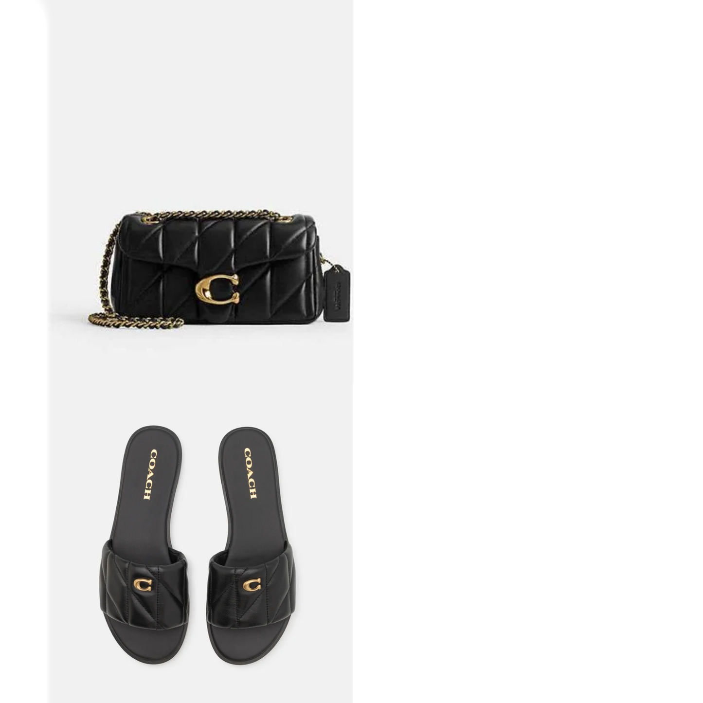 Coach Shoulder Bag + Sandals (Black)